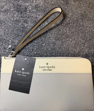 Kate Spade Women's Lucy Bicolor Medium L Zip Wristlet (Platinum Grey Multi) NWT thumbnail 1