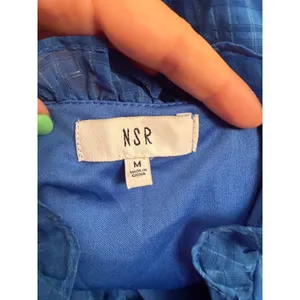 NSR Nordstrom Royal Blue Plaid Ruffle Mini Dress Smocked Waist Long Sleeve Boho thumbnail 7