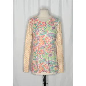 Sundance WHIMSY ROSE Floral Mixed Print Thermal Top Shirt Small Made in USA thumbnail 2