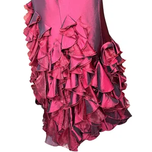 Tiffany Designs Burgundy Beaded Ruffle Mermaid Formal Gown Size 10 thumbnail 6
