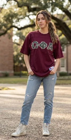 Vintage 90s Russell Athletic Fraternity T-Shirt | Made in USA | Burgundy Paisley thumbnail 1