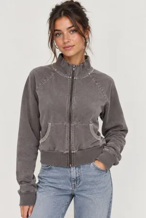 Skims brown boyfriend fleece track sweatshirt size medium thumbnail 1