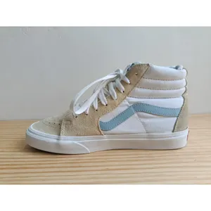 Vans Sk8-Hi High Top Sneakers Men's 6.5 Women's 8 Beige Blue Canvas Skate Shoes thumbnail 5