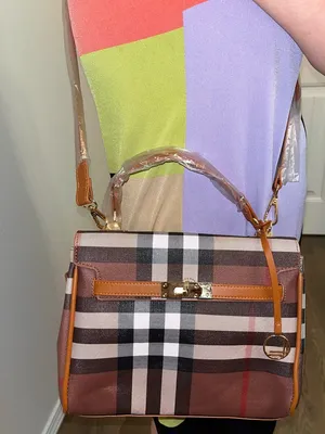 Classic Plaid Top-Handle Satchel in Brown thumbnail 4