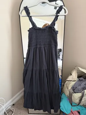 American Eagle Outfitters Black Smocked Tiered Maxi Dress thumbnail 5