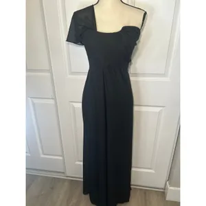 Birdy Grey Melissa Small Convertible Black Chiffon One Shoulder Bridesmaid Dress thumbnail 2