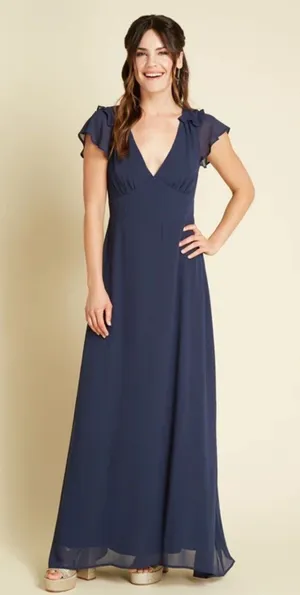 Modcloth You're Flowing Places Dark Blue Maxi Dress Size 2 NWT!!! thumbnail 1