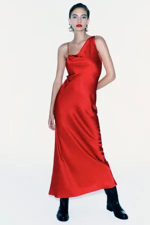 red midi dress satin party wedding coctail shower night out thumbnail 5