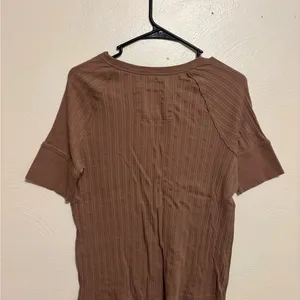 Ruff Hewn Brown Ribbed Button-Down Top thumbnail 7
