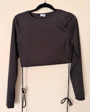 Cotton On Long Sleeve Crop Top Black thumbnail 1