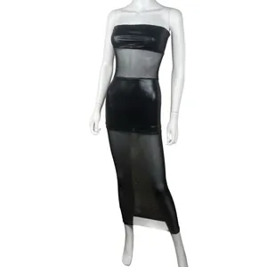 superdown Sheer Panel Black Strapless Maxi Dress thumbnail 2