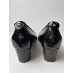 Rockport Shoes Women 9 Brown Leather Dynamic Suspension Wooden Heel Pumps Career thumbnail 8