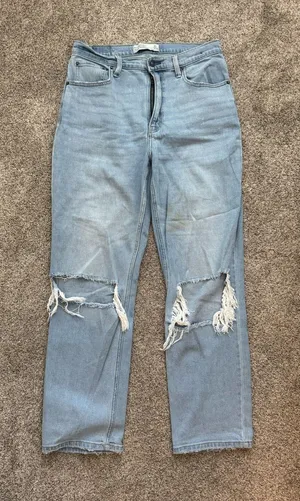 Abercrombie & Fitch Light Blue Ripped Boyfriend Jeans thumbnail 1