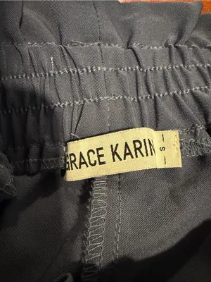 Grace Karin Slate Blue Paperbag Waist Straight-Leg Pants Size S thumbnail 2