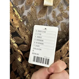 Anthropologie Project Alabama Gold‎ Leaf Sequin Black V-Neck Mini Dress 8 NEW thumbnail 5