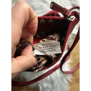 Tignanello Red Crossbody purse real leather 8x9 thumbnail 5