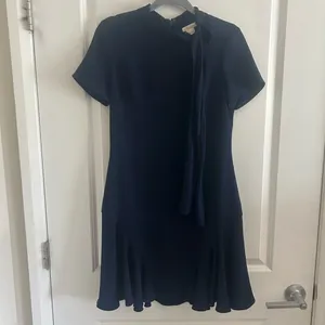 Shoshanna Blue A-Line Mini Dress with Mock Neck thumbnail 4