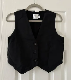 Black Linen Blend Vest thumbnail 4