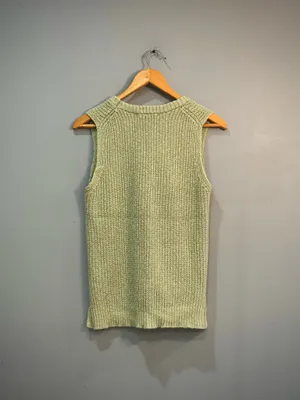 Green Les Serein Cotton Knit Sleeveless Sweater Size M EUC thumbnail 4