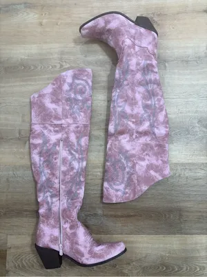 Coastal cowgirl pink knee boots thumbnail 4