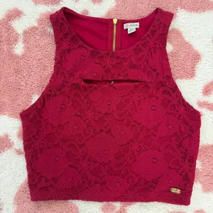 Y2K Guess Lace Crop Top XS | Fuchsia Pink Floral Lace Tank | Coquette Barbiecore Fairycore Party Going Out Top Size: XS / TP thumbnail 3
