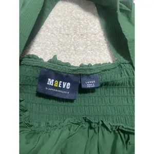 Anthropologie Green Smocked Ruffle CamisolTank Top Square Neck Sleeveless SizeL thumbnail 6