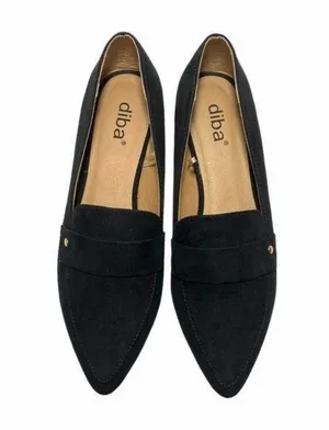 New Without Tags Diba Black Pointy Toe Slip On Faux Suede Loafers Sz 5.5 M thumbnail 5