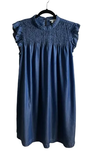 Crown & Ivy Smocked Yoke Flutter Sleeve Dress - Blue thumbnail 1