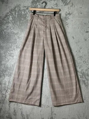 Maeve Anthropologie Avery Pleated Wide Leg Plaid Trousers Pants Size 0 Preppy thumbnail 1