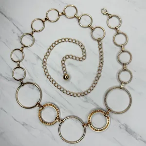 Rhinestone Gold Tone Circle Chain Link Belt OS ✨ thumbnail 2