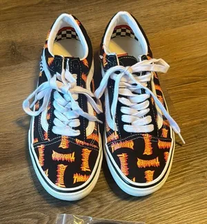 Vans x Thrasher Skate Old Skool Black Multi Logo Canvas Shoes mens 7 women’s 9 thumbnail 1