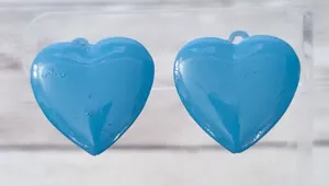 Vintage Clip On Earrings Blue Heart Just Over 7/8" thumbnail 1
