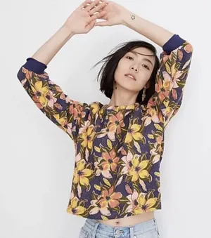 Miles By Madewell Island Magnolias Jacquard Sweatshirt M thumbnail 1