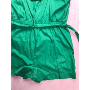 Free Assembly Square Neck Belted Romper Women Size M Green Cotton Sleeveless thumbnail 10