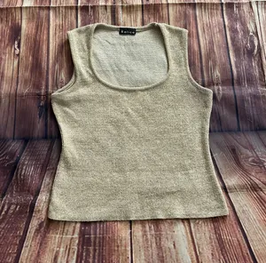 Kalico Women’s Sleeveless Scoop Neck Gold Metallic Knit Top Size Medium thumbnail 3