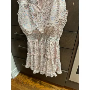 Adrienne boutique brand pink ruffled tier print dress size‎ small thumbnail 4