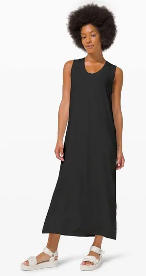 Lululemon All Yours Tank Maxi Dress Cotton Black sleeveless‎ stretch thumbnail 1
