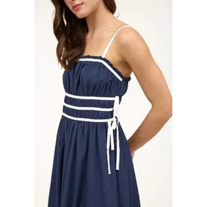 Women's Blue Sleeveless Dress Size L 100% Cotton thumbnail 2
