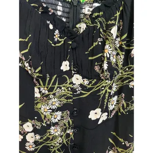 Reformation Fairway Floral Print Crepe Midi Dress Black Floral Flowers Sz 4 NWOT thumbnail 4