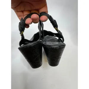 Born Wedge Sandals Womens 8 Black Good Leather Crisscross Slingback D99503 thumbnail 6