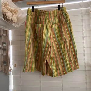 Free People Saylor Poplin long relaxed Shorts rainbow stripe coastal boho S NWT thumbnail 3