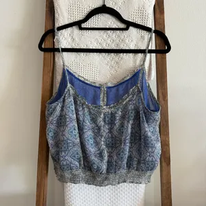 American Eagle Outfitters Blue & Neutral Boho Print Top thumbnail 4