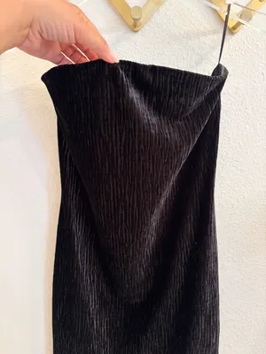 Naked Wardrobe Black Strapless Textured Velvet Mini Dress Small thumbnail 6