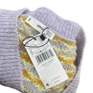 Mango Knit Sweater Vest Scallop Hem Pastel‎ Purple Yellow Size Small thumbnail 9
