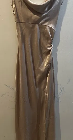 Zara Satin Cowl Neck Maxi Dress - Champagne Beige thumbnail 1