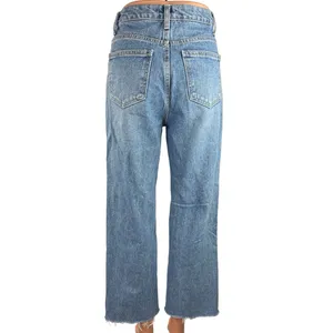 Oak + Fort Blue 100% Cotton High Rise Light Wash Cropped Wide Leg Jeans Size S thumbnail 3