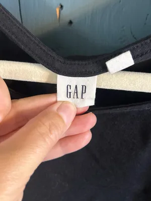 GAP Black Cropped Tie-Hem Oversized Tee | Size Large - Boho Festival thumbnail 3