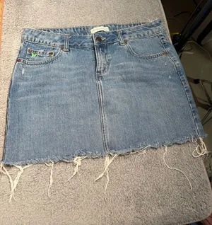 Aeropostale y2k vintage Denim Frayed Hem Mini Skirt blue jean 5/6 thumbnail 1