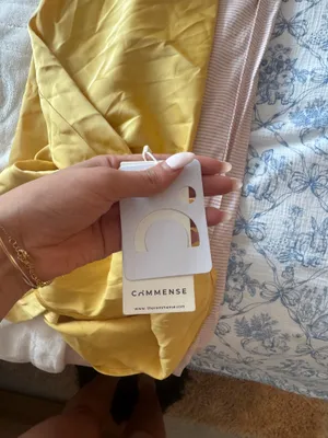 commense yellow long slit dress thumbnail 4