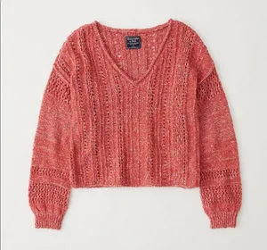 NWOT Abercrombie & Fitch Puff Sleeve V-NeckSweater thumbnail 2